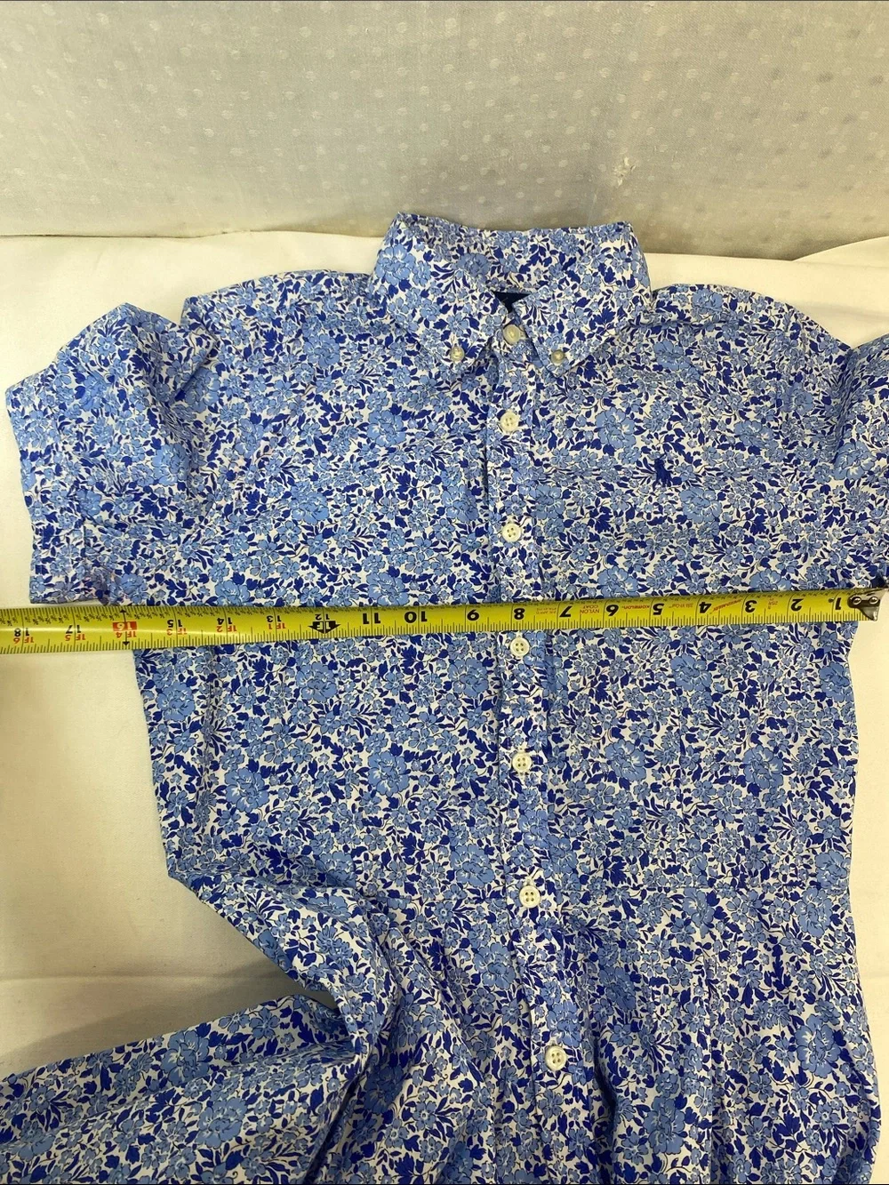Ralph Lauren Blue Floral Preppy Ditzy Button-Front Shirt Dress New W/Flaws